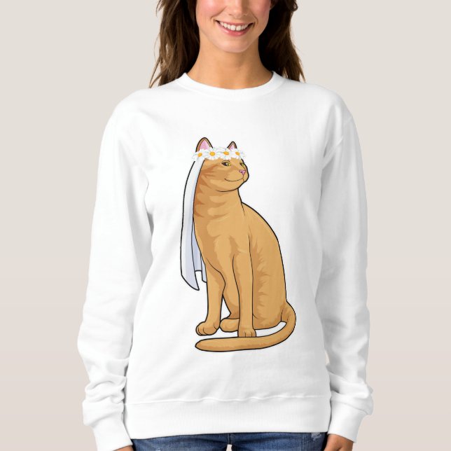 Cat as Bride with Veil Sweatshirt (Front)