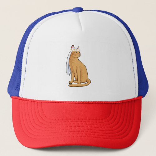 Cat as Bride with Veil Trucker Hat