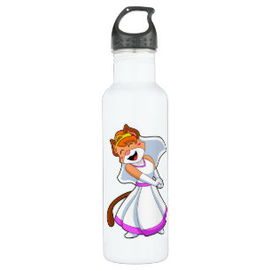 Cat as Bride with Wedding dress & Crown Stainless Steel Water Bottle