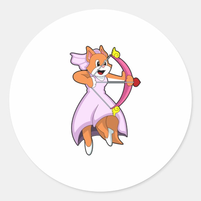 Cat as Bride with Wedding dress.PNG Classic Round Sticker (Front)