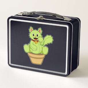 Cat as Cactus Metal Lunch Box