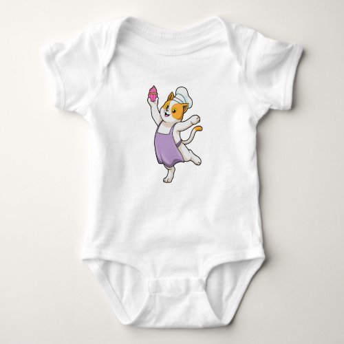 Cat as Cook with Cooking apron  Muffin Baby Bodysuit