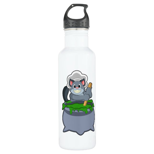 Cat as Cook with Magic potion Stainless Steel Water Bottle (Front)