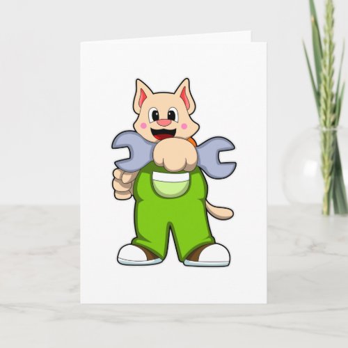 Cat as Craftsman with Wrench Card