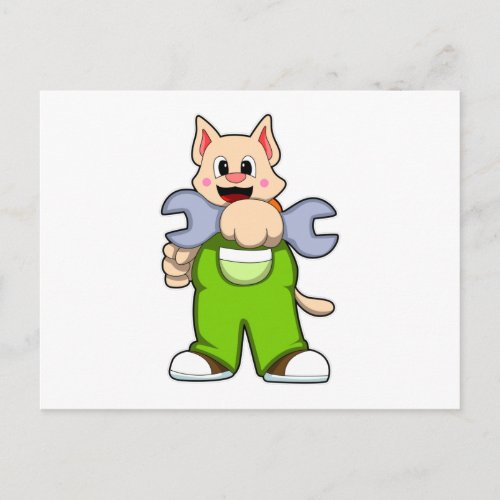 Cat as Craftsman with Wrench Postcard