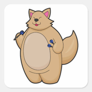 Cat as Dart player with Darts Square Sticker