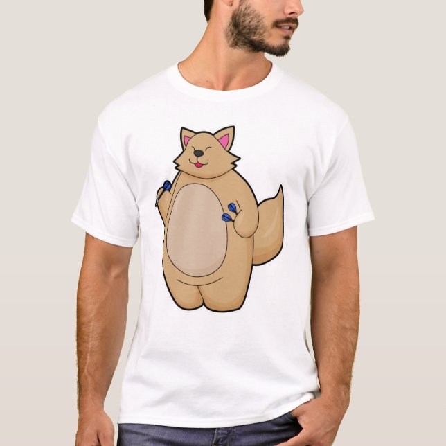 Cat as Dart player with Darts T-Shirt (Front)
