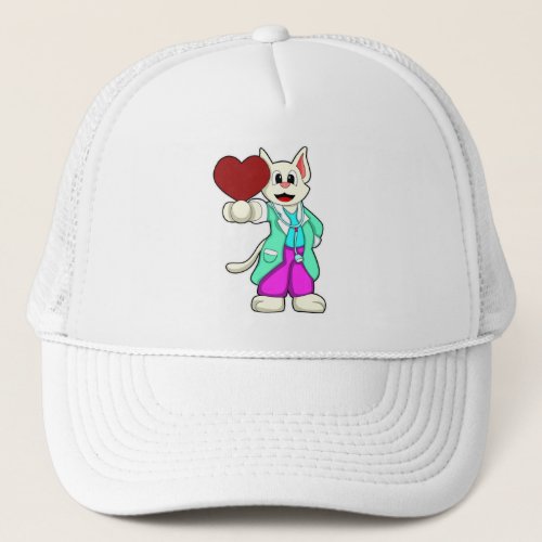 Cat as Doctor with Heart Trucker Hat