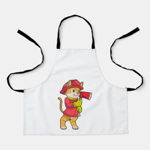 Cat as Firefighter with Ax Apron