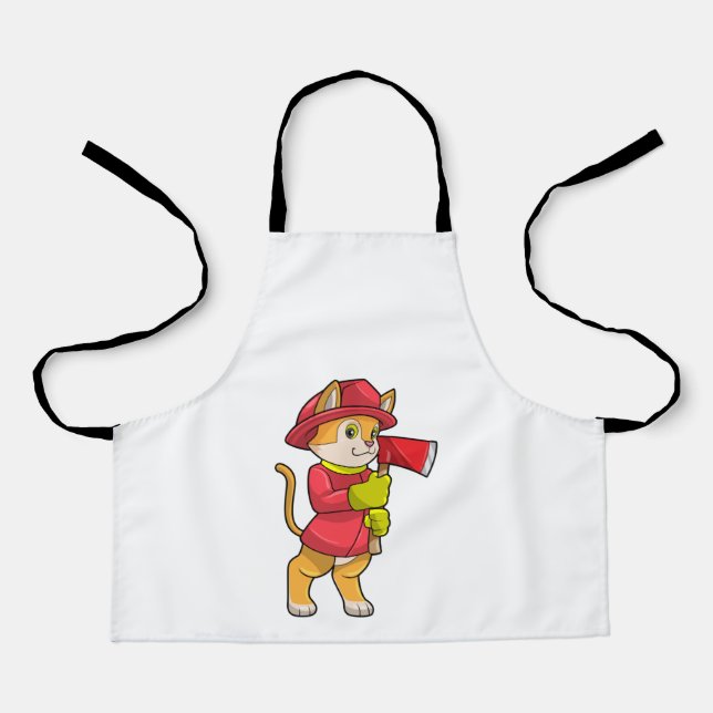 Cat as Firefighter with Ax Apron (Front)