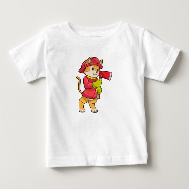 Cat as Firefighter with Ax Baby T-Shirt (Front)