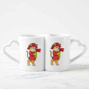 Cat as Firefighter with Ax Coffee Mug Set