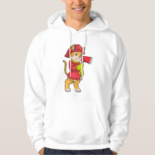 Cat as Firefighter with Ax Hoodie