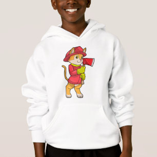 Cat as Firefighter with Ax Hoodie