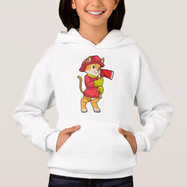 Cat as Firefighter with Ax Hoodie (Front)