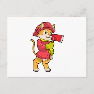 Cat as Firefighter with Ax Postcard