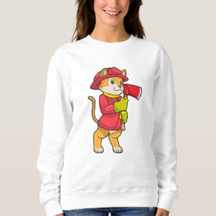 Cat as Firefighter with Ax Sweatshirt