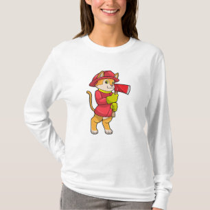 Cat as Firefighter with Ax T-Shirt