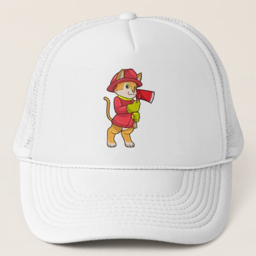 Cat as Firefighter with Ax Trucker Hat