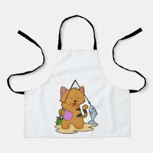 Cat as Fisher with Fishing rod & Fish Apron