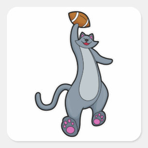 Cat as Football player with Football Square Sticker