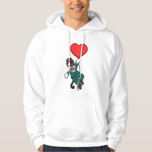 Cat as Groom with Heart Balloon Hoodie