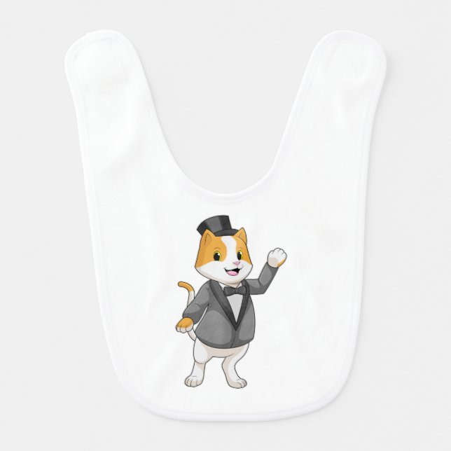 Cat as Groom with Ribbon Baby Bib (Front)