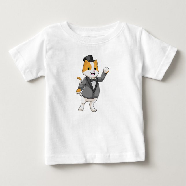 Cat as Groom with Ribbon Baby T-Shirt (Front)