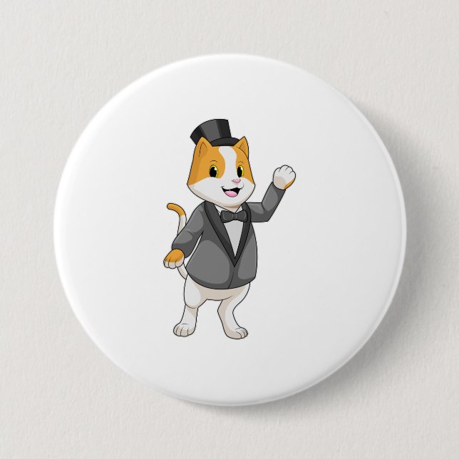 Cat as Groom with Ribbon Button (Front)