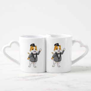 Cat as Groom with Ribbon Coffee Mug Set