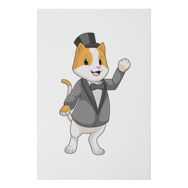 Cat as Groom with Ribbon Faux Canvas Print (Front)