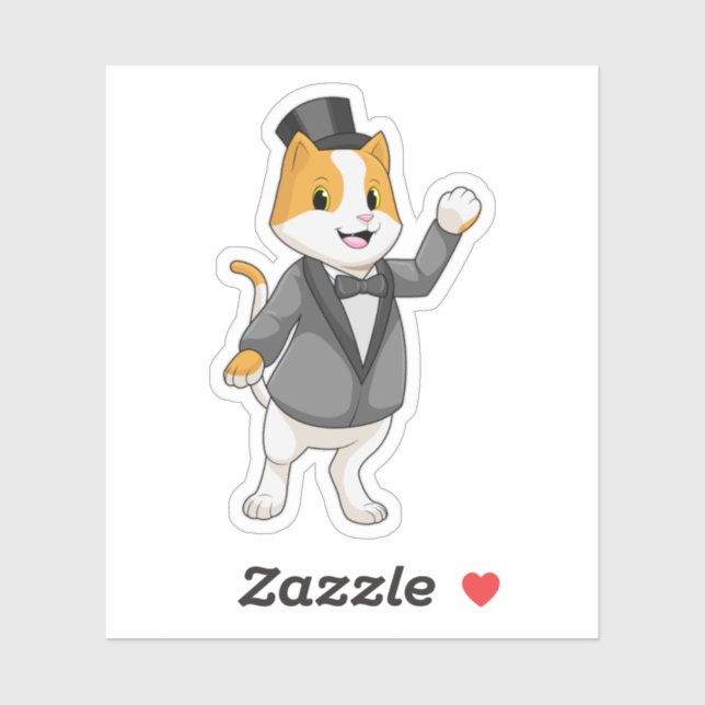 Cat as Groom with Ribbon Sticker (Sheet)