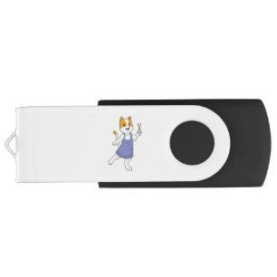 Cat as Hair stylist with Scissors Flash Drive