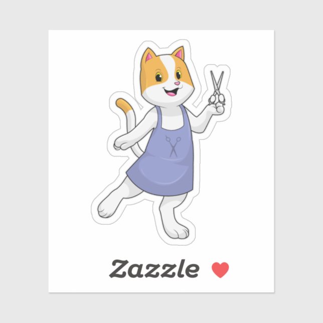 Cat as Hair stylist with Scissors Sticker (Sheet)