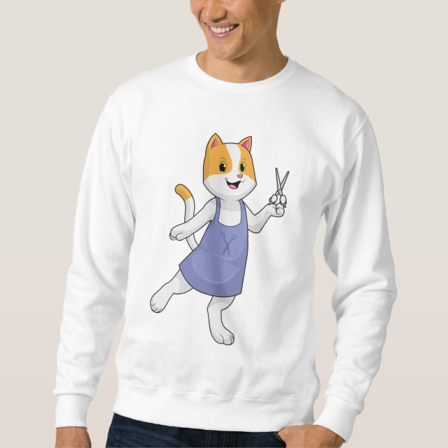 Cat as Hair stylist with Scissors Sweatshirt (Front)