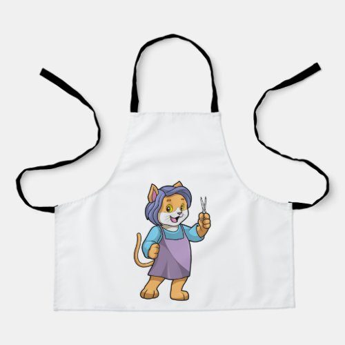 Cat as Hairdresser with Scissors Apron