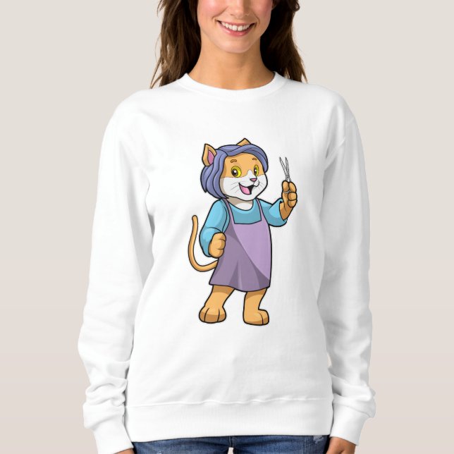 Cat as Hairdresser with Scissors Sweatshirt (Front)