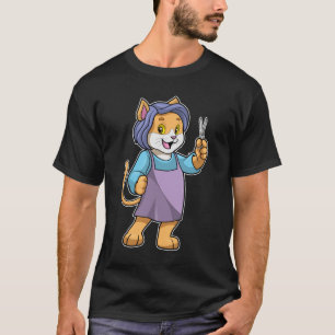 Cat as Hairdresser with Scissors T-Shirt