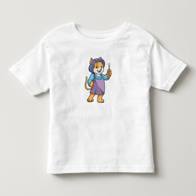 Cat as Hairdresser with Scissors Toddler T-shirt (Front)