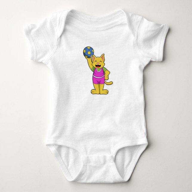 Cat as Handball player with Handball Baby Bodysuit (Front)