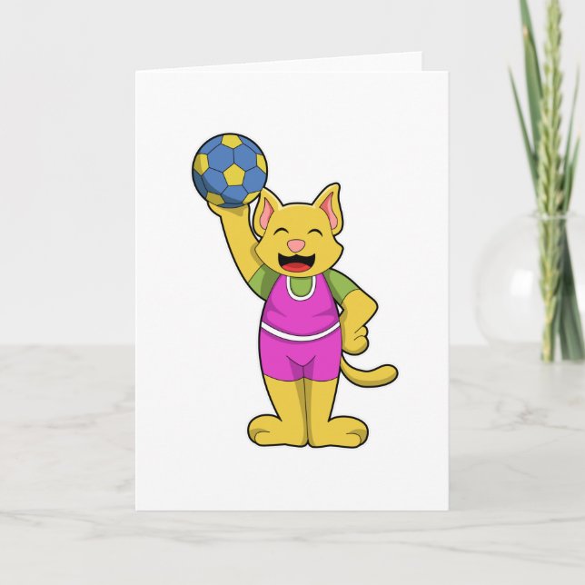 Cat as Handball player with Handball Card (Front)