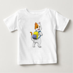 Cat as Hiker with Backpack Baby T-Shirt