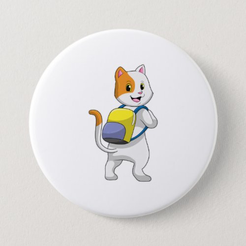 Cat as Hiker with Backpack Button