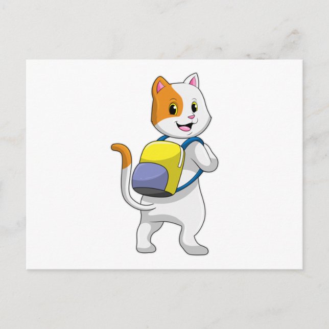 Cat as Hiker with Backpack Postcard (Front)