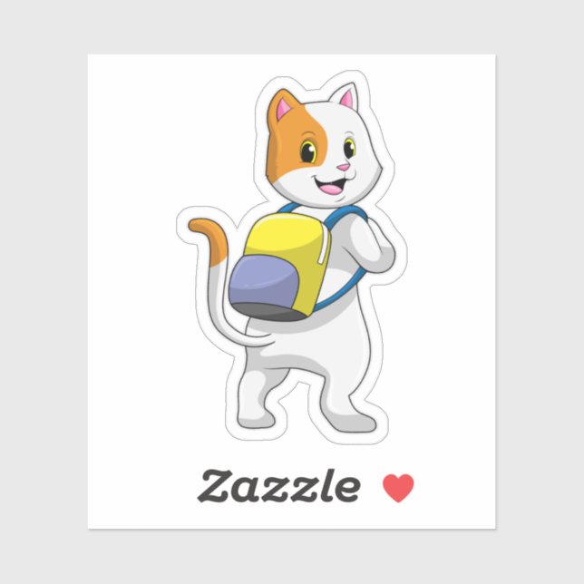 Cat as Hiker with Backpack Sticker (Sheet)