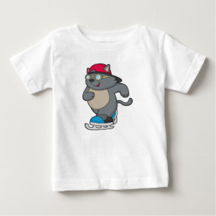 Cat as Ice Skater with Ice skates Baby T-Shirt