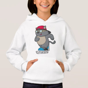 Cat as Ice Skater with Ice skates Hoodie