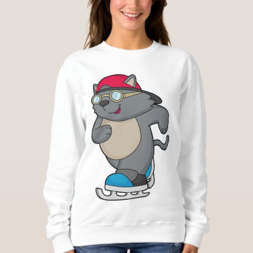 Cat as Ice Skater with Ice skates Sweatshirt