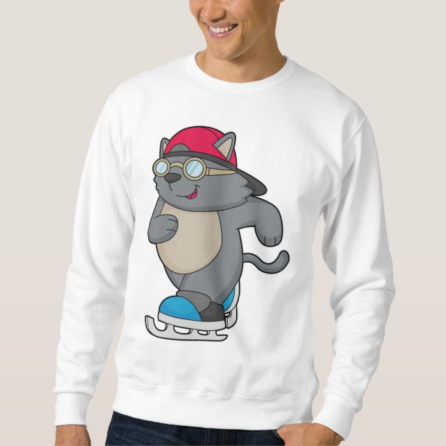 Cat as Ice Skater with Ice skates Sweatshirt (Front)