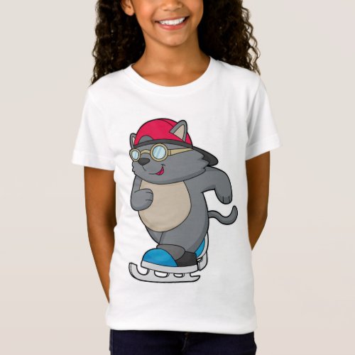 Cat as Ice Skater with Ice skates T_Shirt